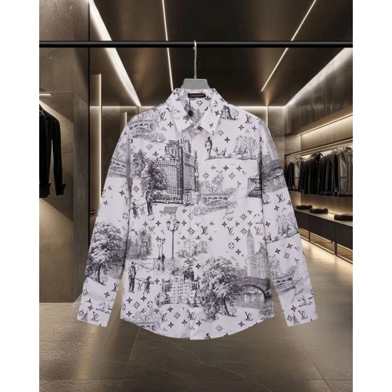 Louis Vuitton Cityscape Piece Pattern Long-Sleeve Shirt